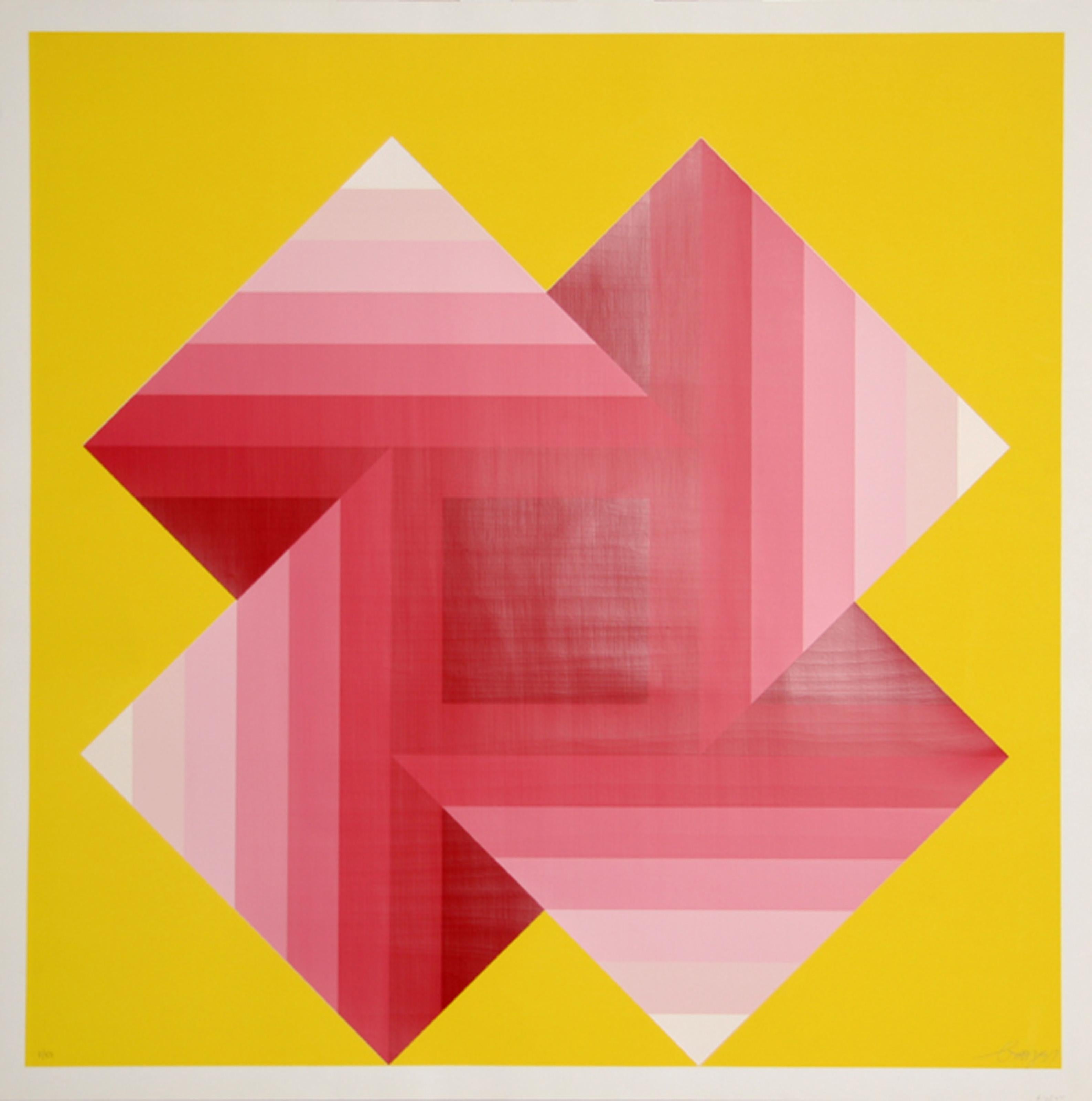 Two Warped Corners
Herbert Bayer, Austrian (1900–1985)
Date: 1973
Screenprint, signed and numbered in pencil
Edition of 5/50
Image Size: 29.75 x 29.75 inches
Size: 32 in. x 32 in. (81.28 cm x 81.28 cm)
Printer: Kelpra Studio, London