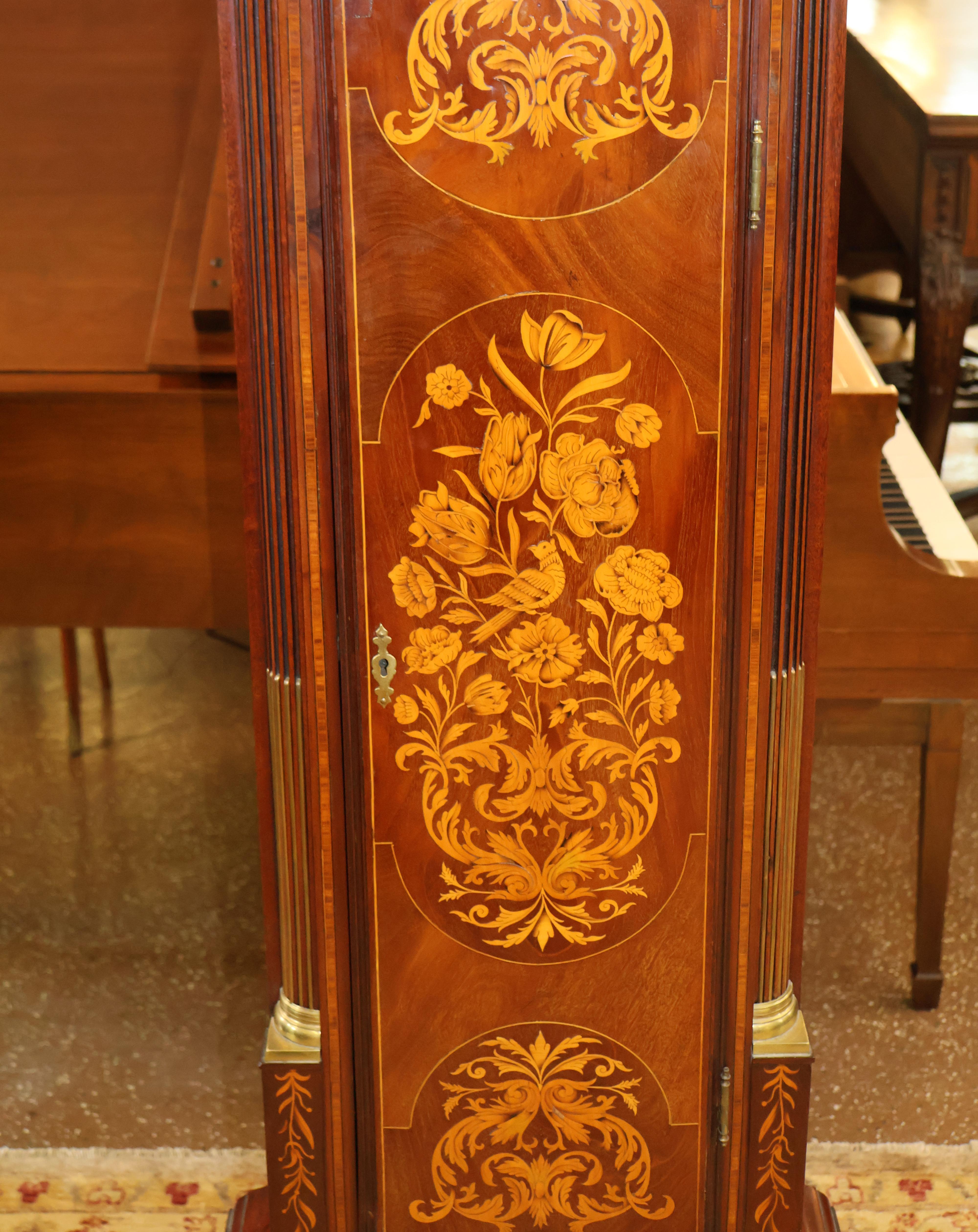 Herbert Blockley London Musical 19th Century Inlaid Tall Case Grandfather Clock For Sale 4