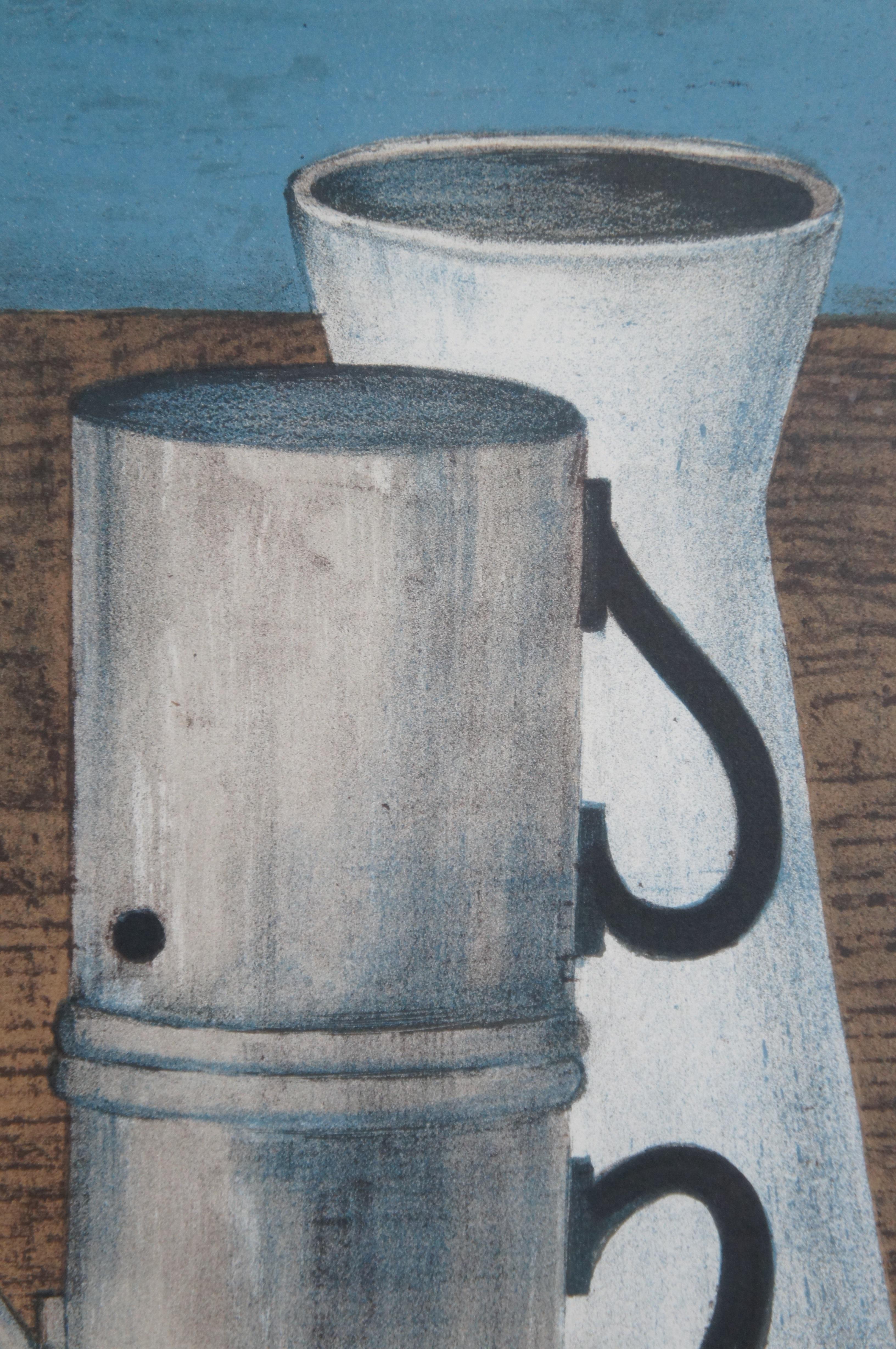 Herbert Breiter German Mid Century Still Life Lemon Coffee Wine Lithograph Print For Sale 5