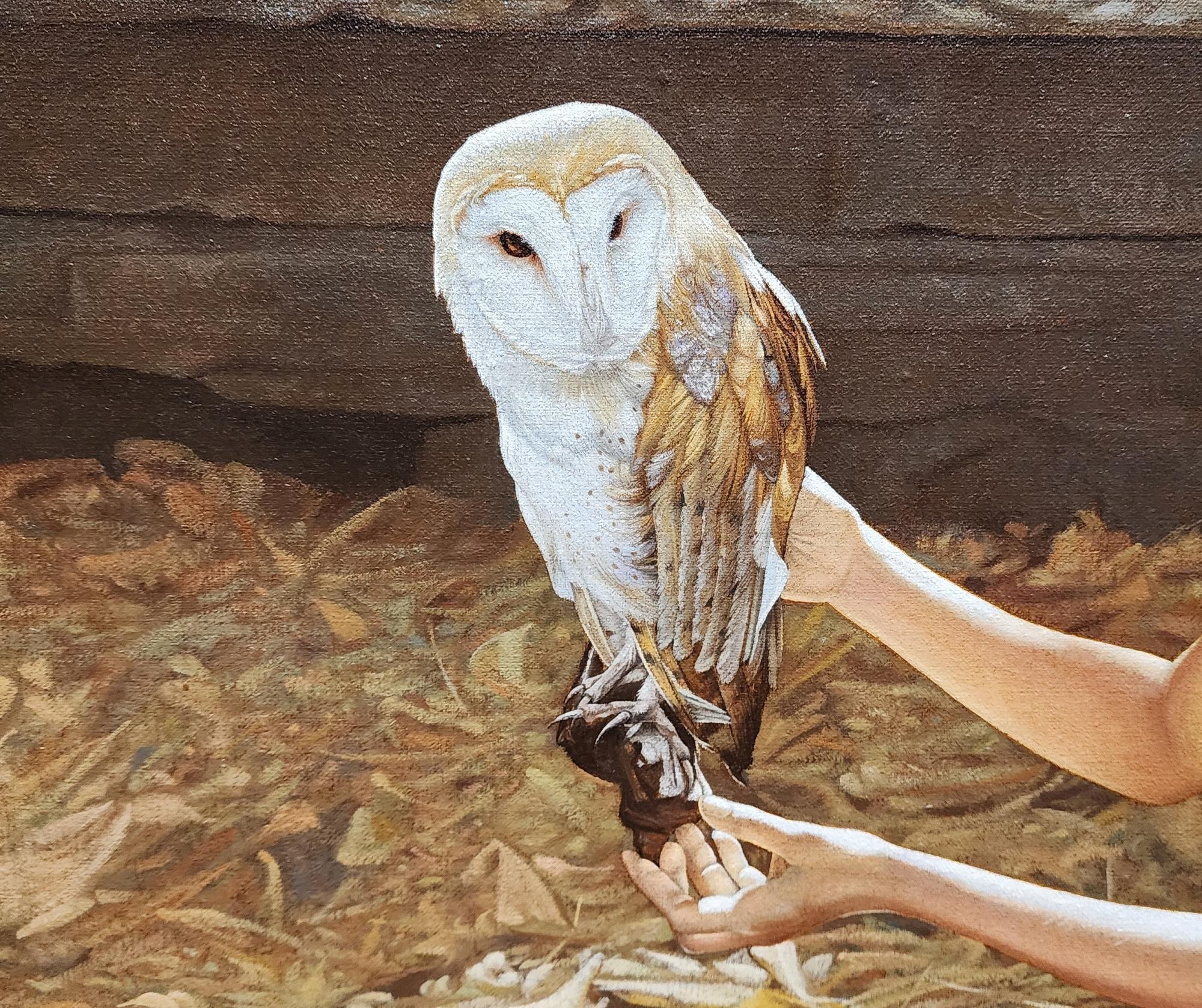 Mädchen mit Schleiereule (Amerikanischer Realismus), Painting, von Herbert Davidson