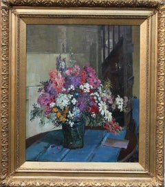 Floral Arrangement - British 30s art Impressionist flowers interior oil painting