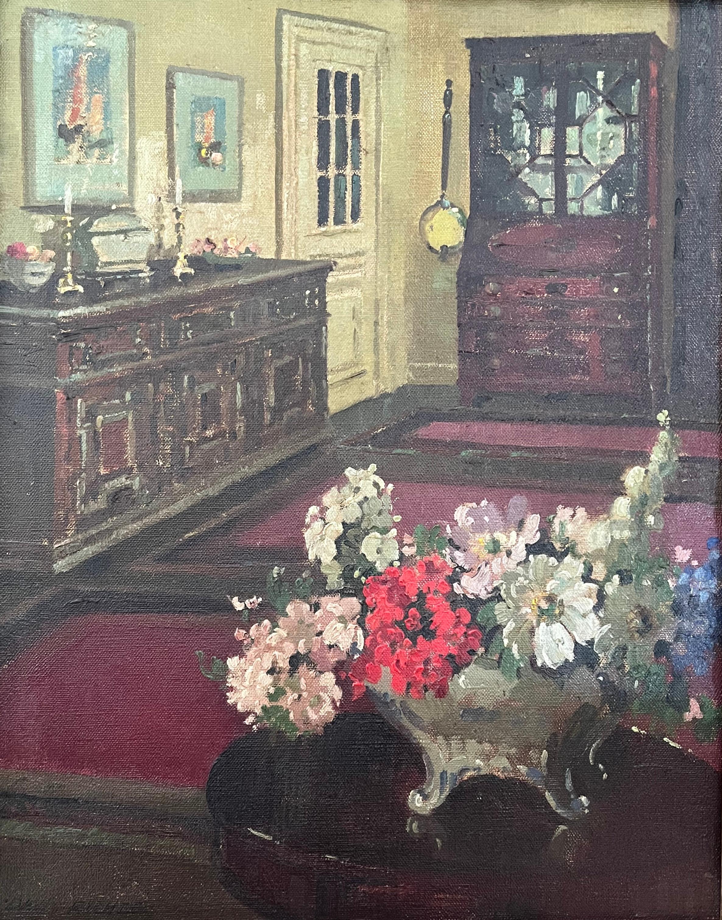 Herbert Davis Richter Modern British Stillleben Ölgemälde von Sommerblumen im Angebot 2