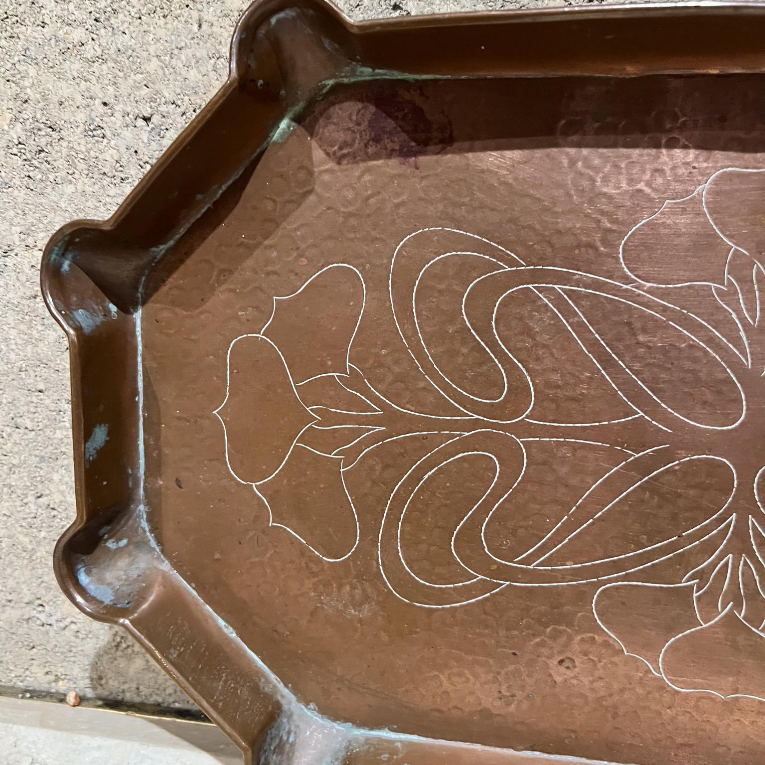 Herbert Dyer Arts and Crafts Etched Copper Tray For Sale 7