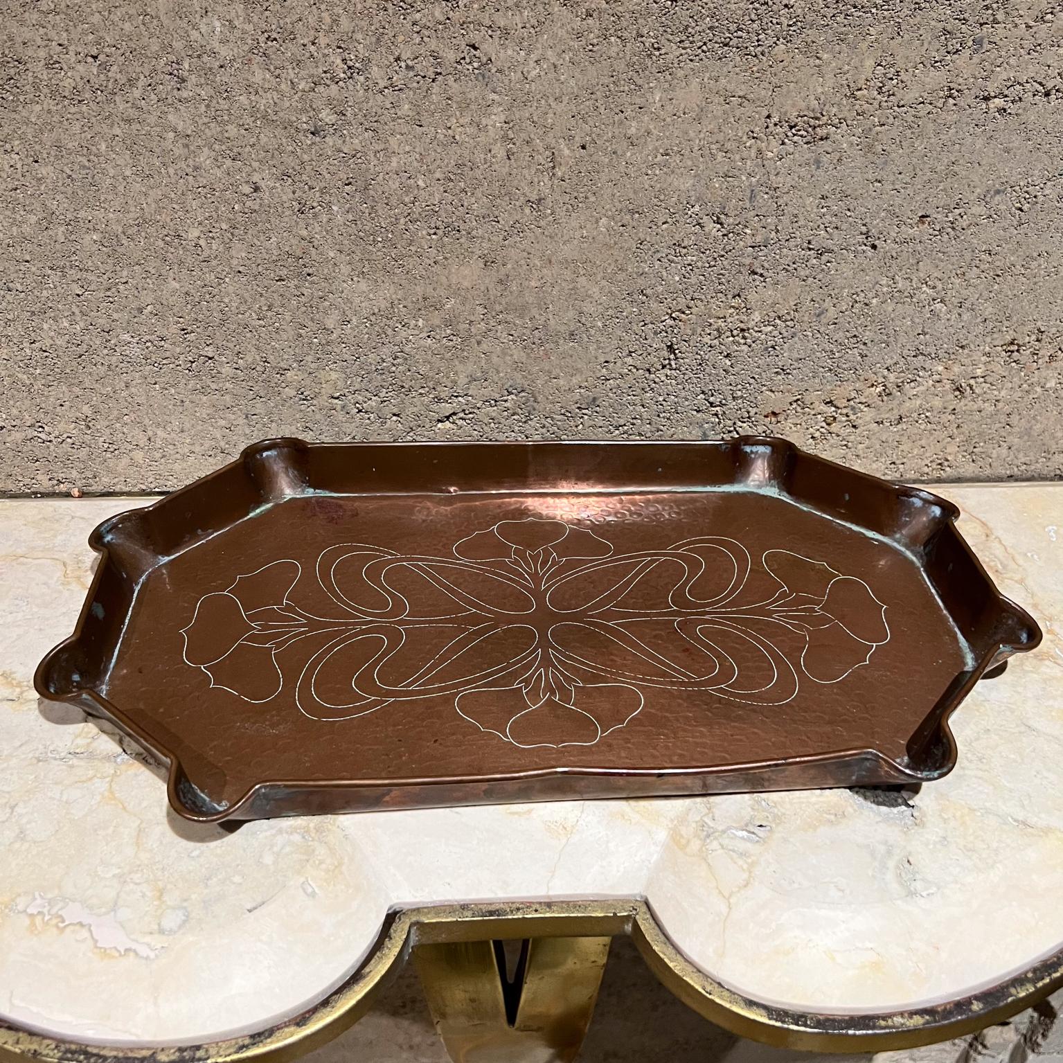 Herbert Dyer Arts and Crafts Etched Copper Tray For Sale 3