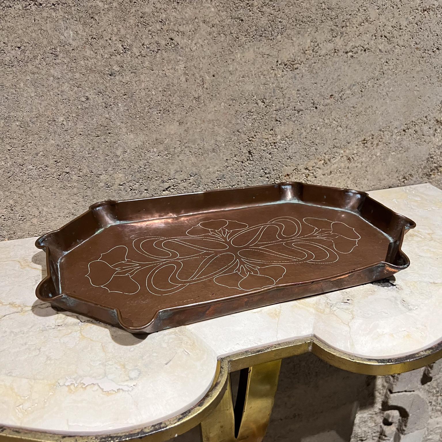 Herbert Dyer Arts and Crafts Etched Copper Tray For Sale 4