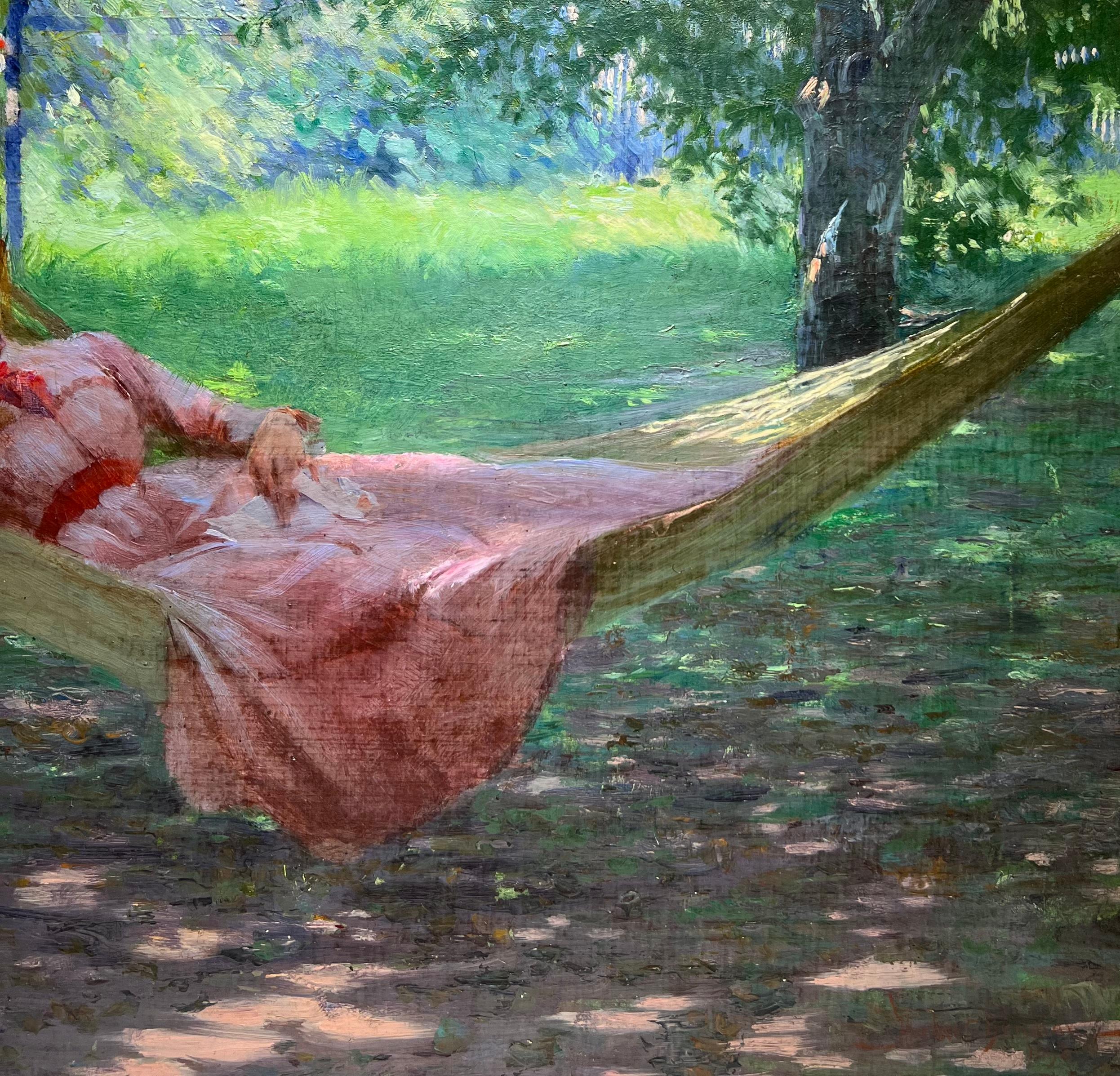 1896 American Impressionist ORIENTAL Lady Hammock William Merritt Chase Quality  For Sale 1