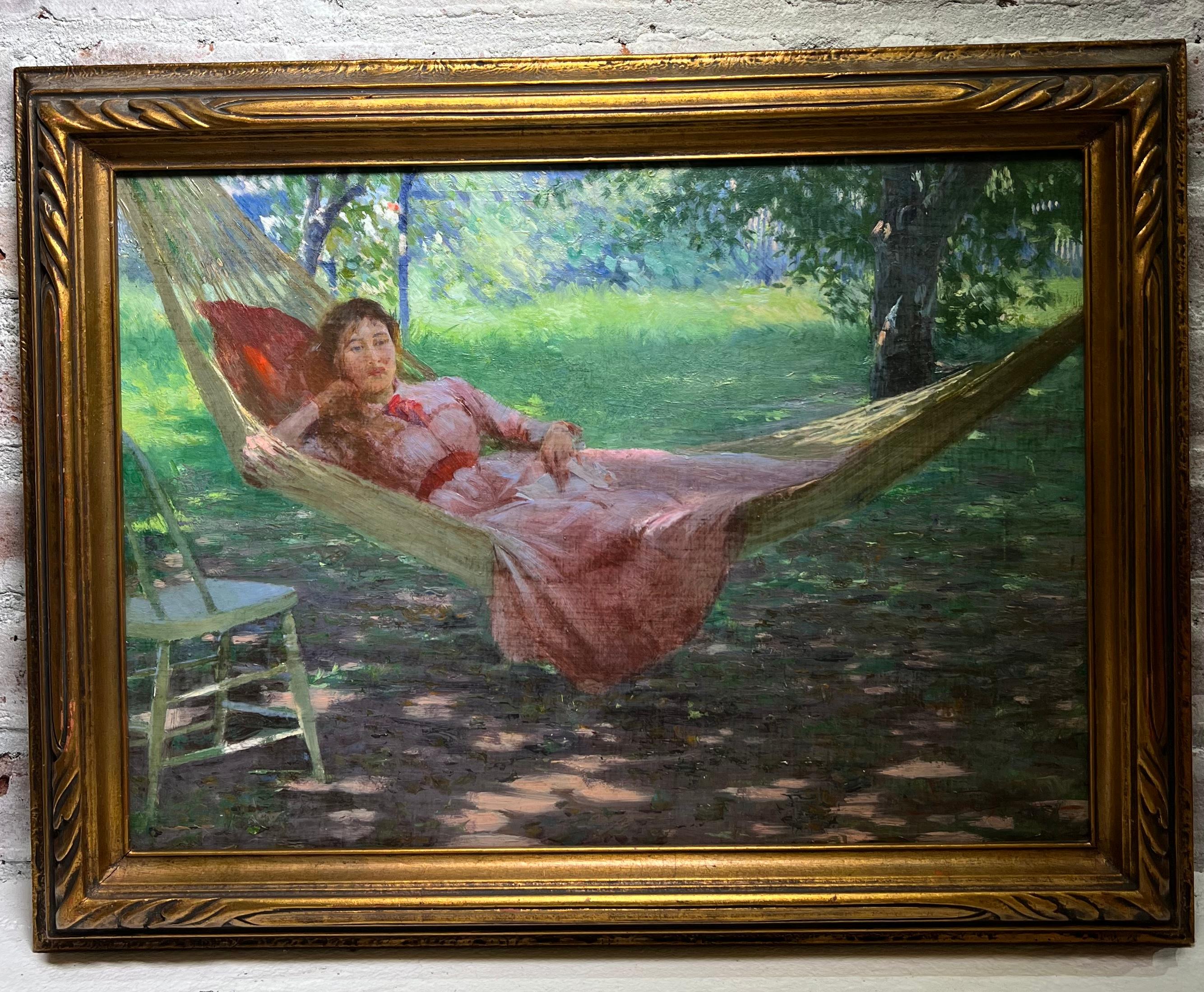 1896 American Impressionist ORIENTAL Lady Hammock William Merritt Chase Quality  For Sale 3