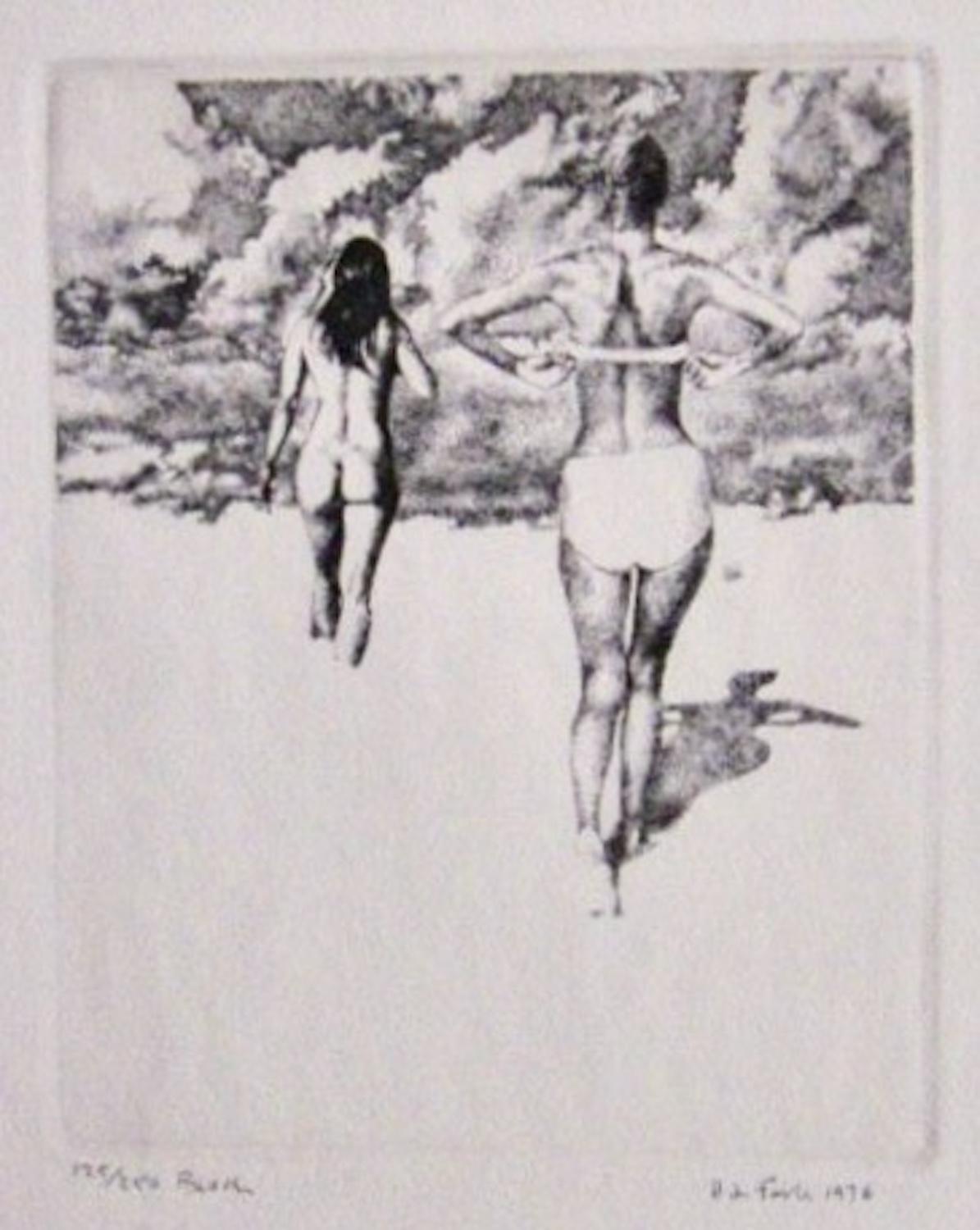 Herbert Fink, Beach, 1976, Stipendium-Stipendium-Gravur im Angebot 1