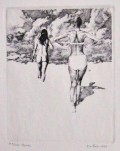 Herbert Fink, Beach, 1976, stipple engraving