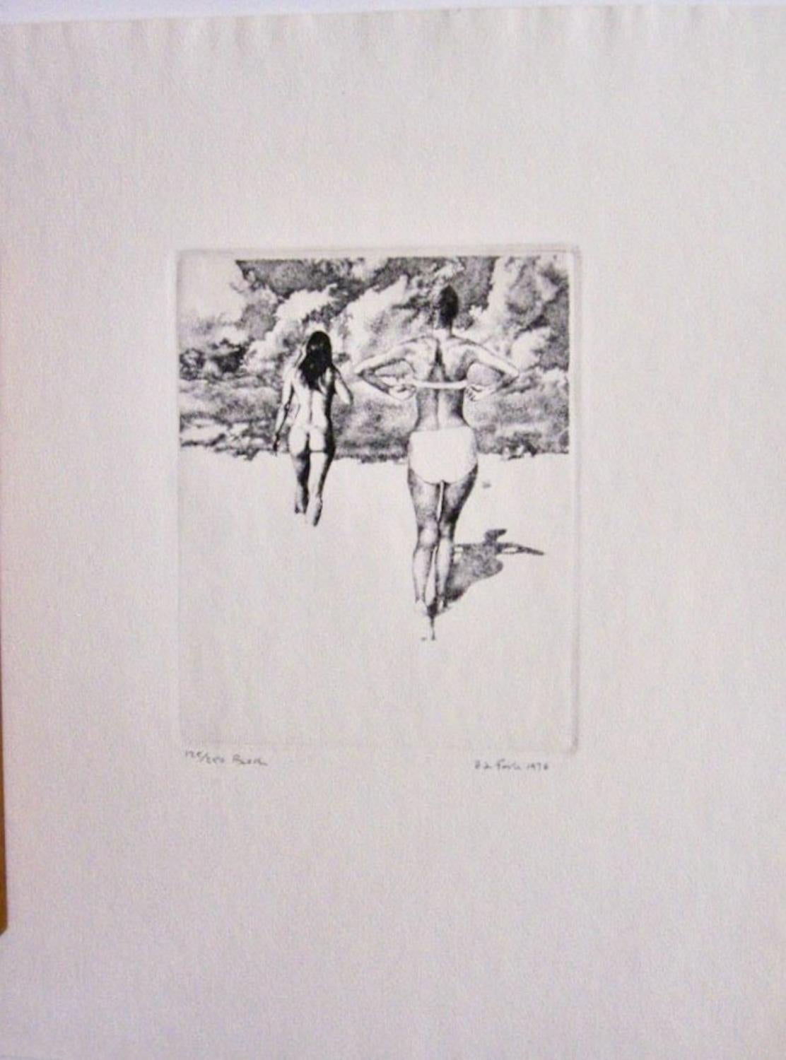 Herbert Fink, Beach, 1976, Stipendium-Stipendium-Gravur im Angebot 3
