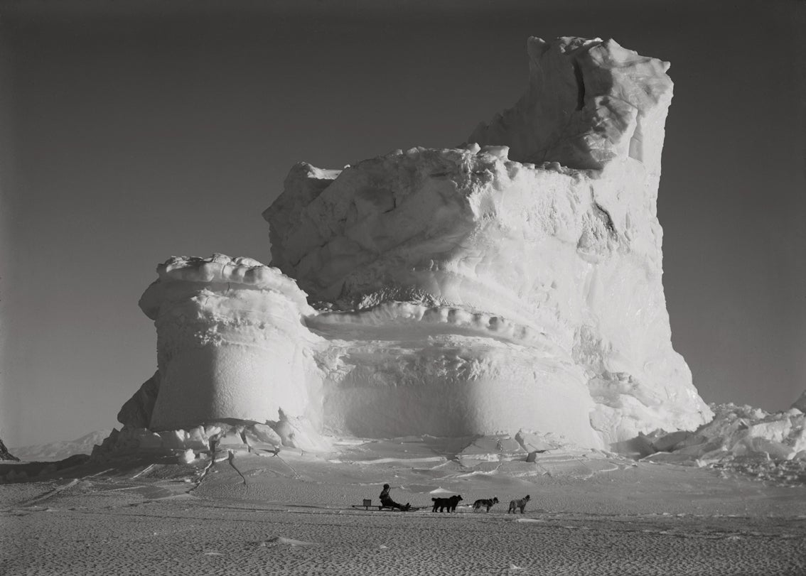 The Castle Berg with Dog Sledge, September 17 1911 - Photograph by Herbert George Ponting