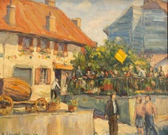 "Café Vaudois vicino a Morges" di Herbert Girardet - Olio su tavola 33x41 cm