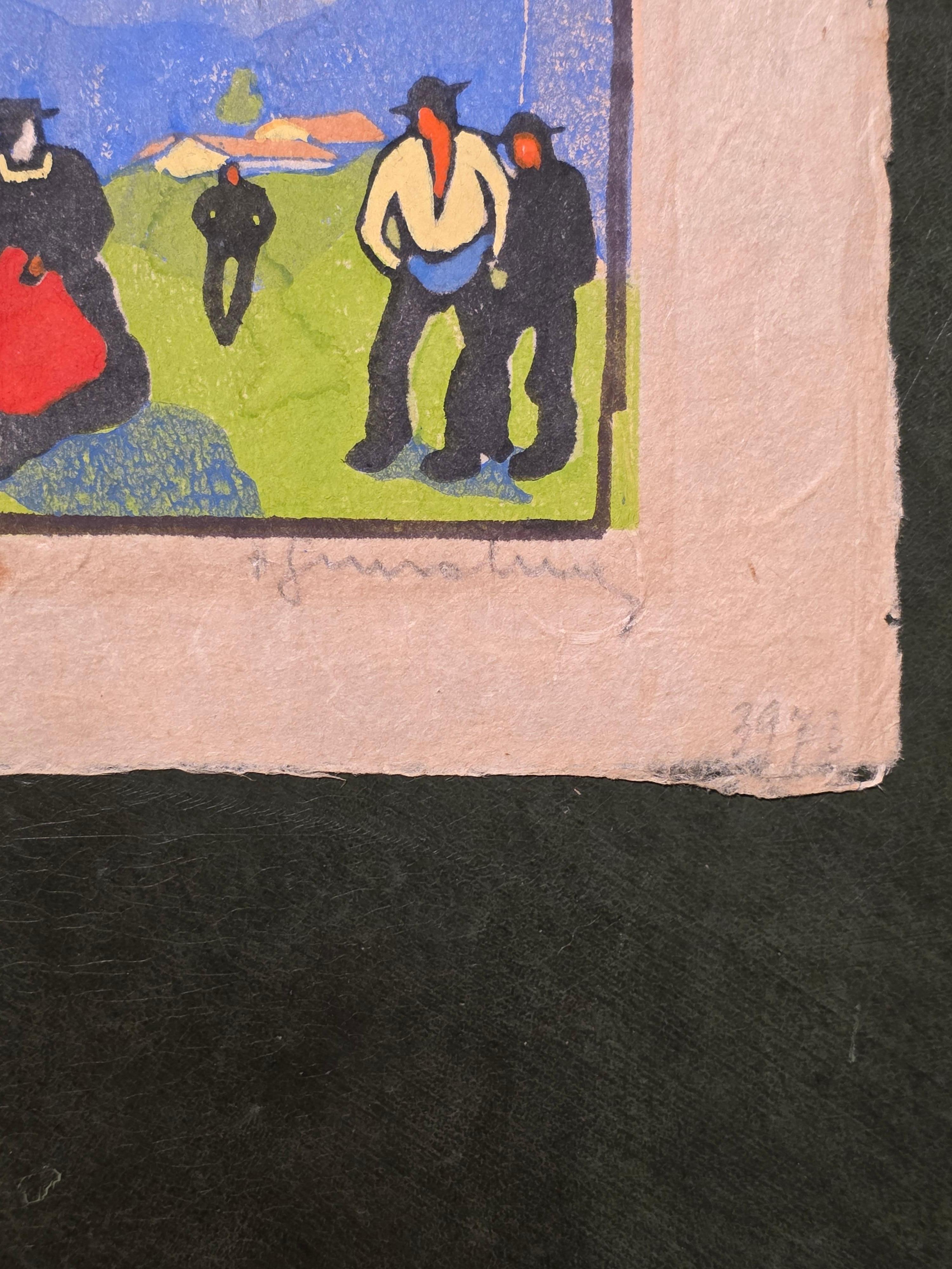 Herbert Gurschner Druck Dorfmädchen CIRCA 1930 (Papier) im Angebot