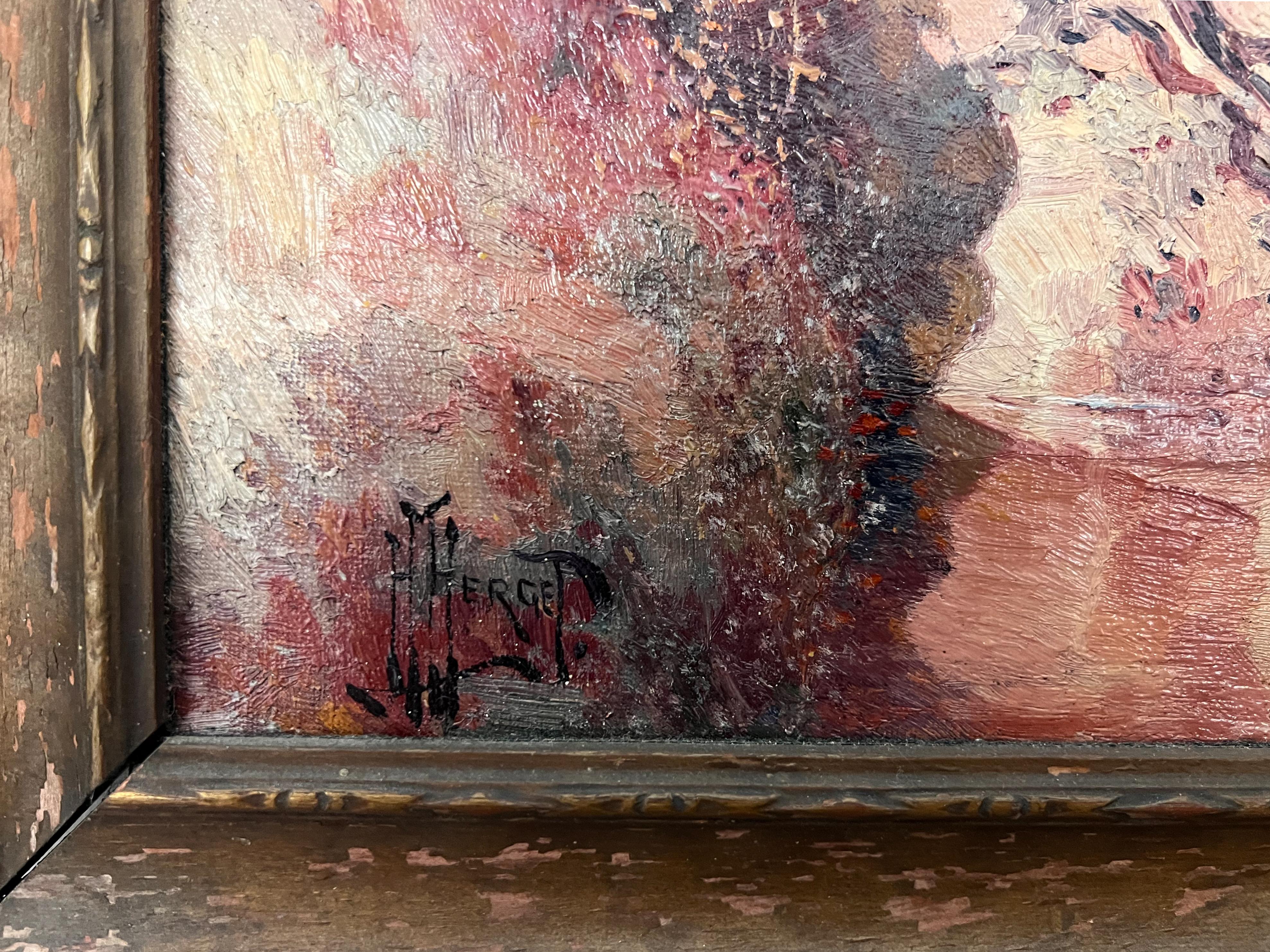 La prise du jour.  Peinture de scène amérindienne du milieu du siècle avec Canoë. - Réalisme américain Painting par Herbert Herget