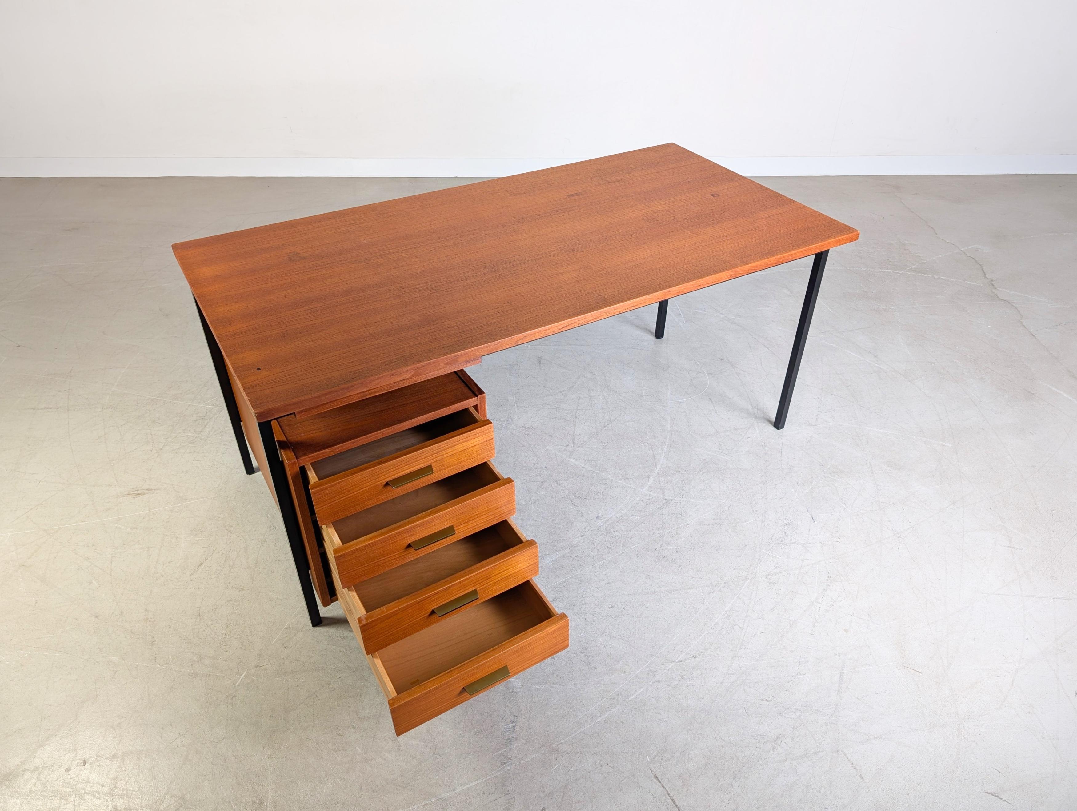 Herbert Hirche Midcentury Schreibtisch Holzäpfel Teak Bauhaus en venta 1