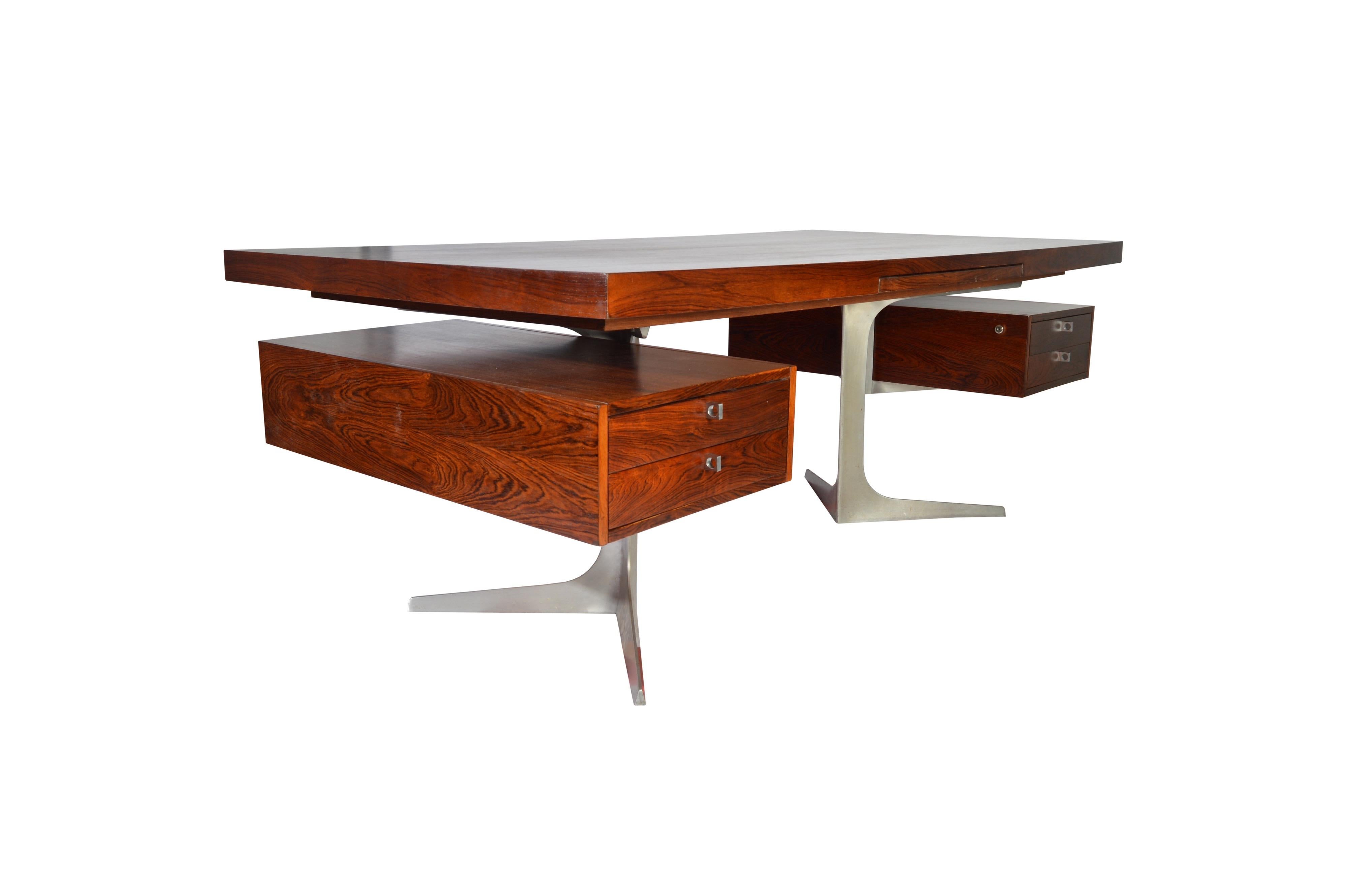 Rare Herbert Hirche execuive 'Top Series' desk for Christian Holzäpfel, 1967
Very good condition. 
    