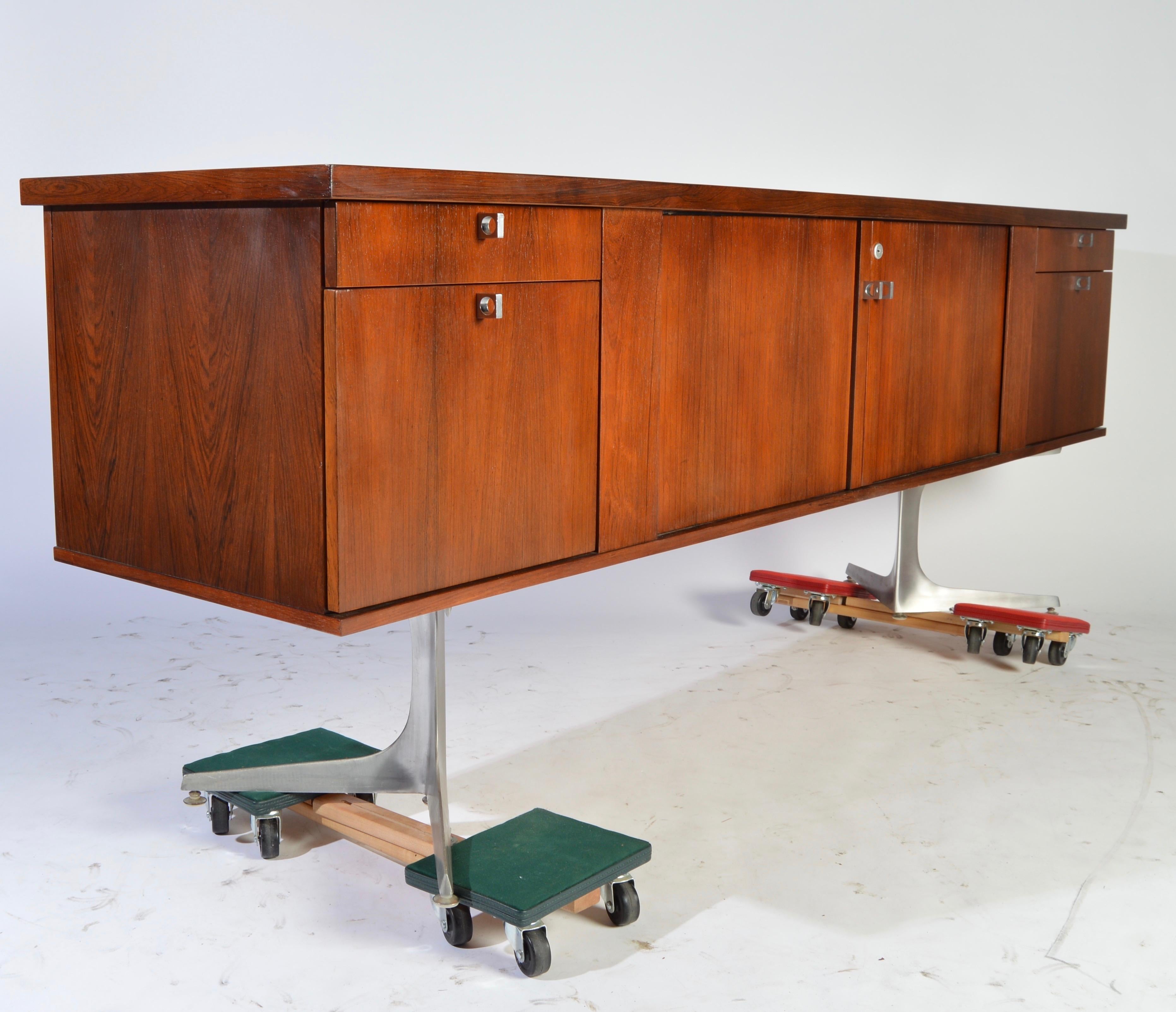 Bauhaus Herbert Hirche Minimalist ‘Top Series’ Rosewood Credenza