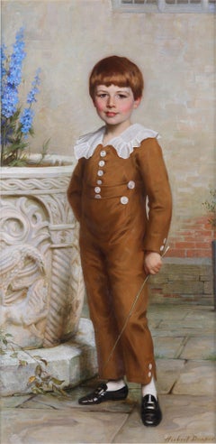 Late 19th Century Portrait of a Young Boy with a Stick by Herbert James Draper