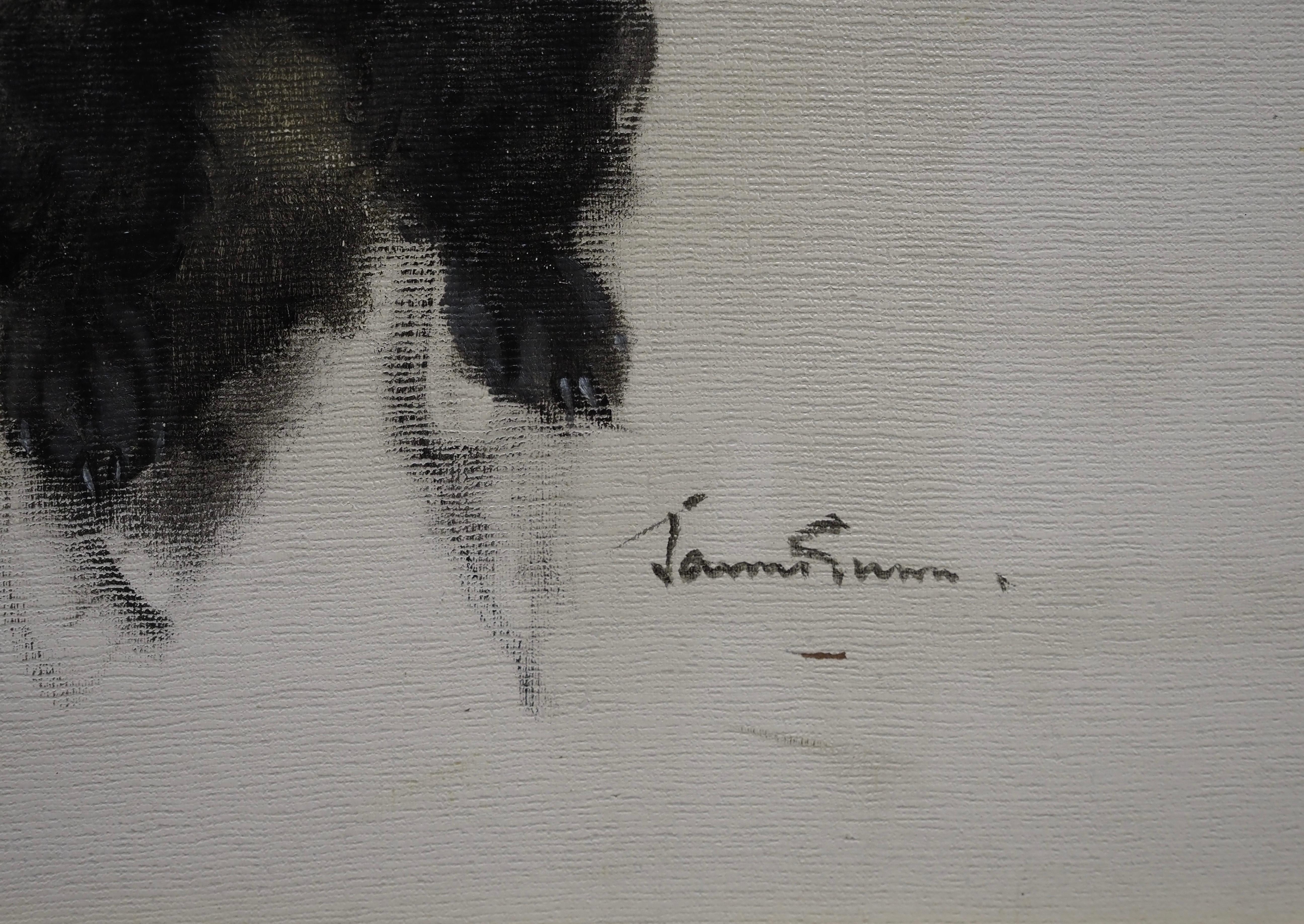 'Alphonse' - Study of a Poodle - Modern Painting by Herbert James Gunn