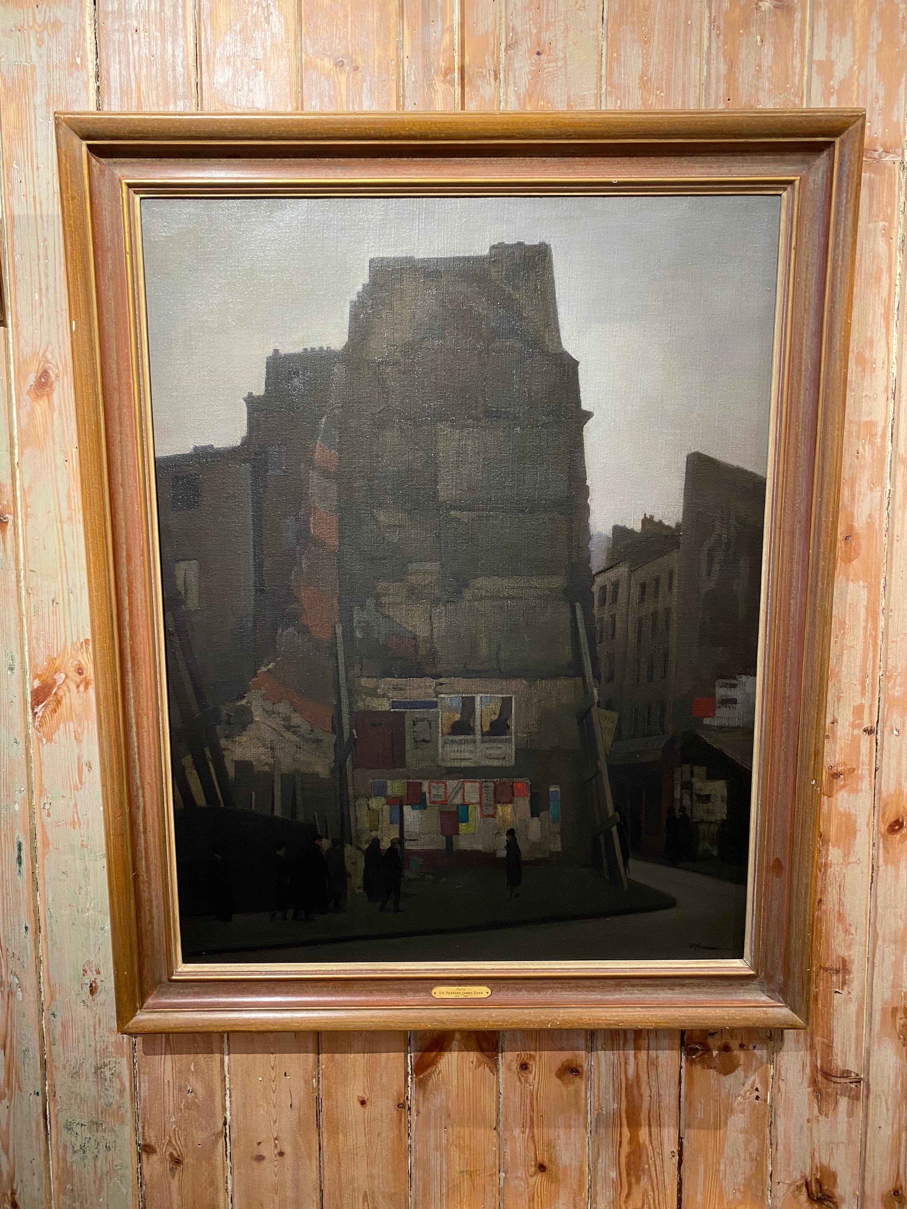 Paris, Early 20th Century Urban Oil - Painting by Herbert James Gunn