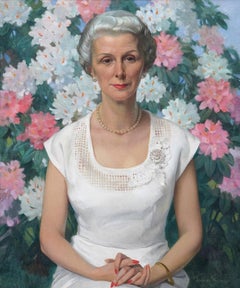 Portrait of Lady Joan Kitchen - British 1940's art oil painting