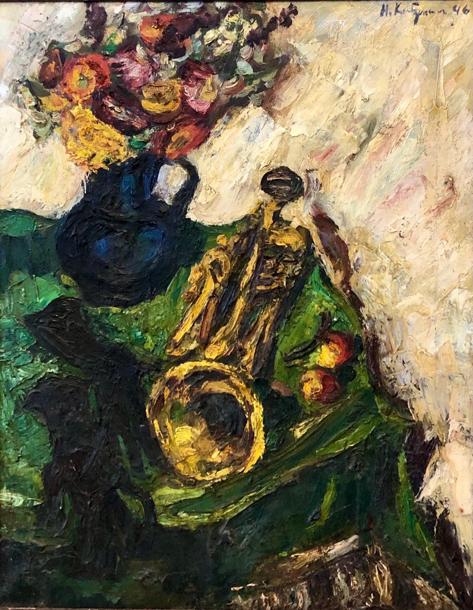 Herbert Katzman 1923-2004 (American artist active in New york, Illinois and Italy) 
Oil Painting Dated 1946. Signed. 
Dimensions; Sight-16
