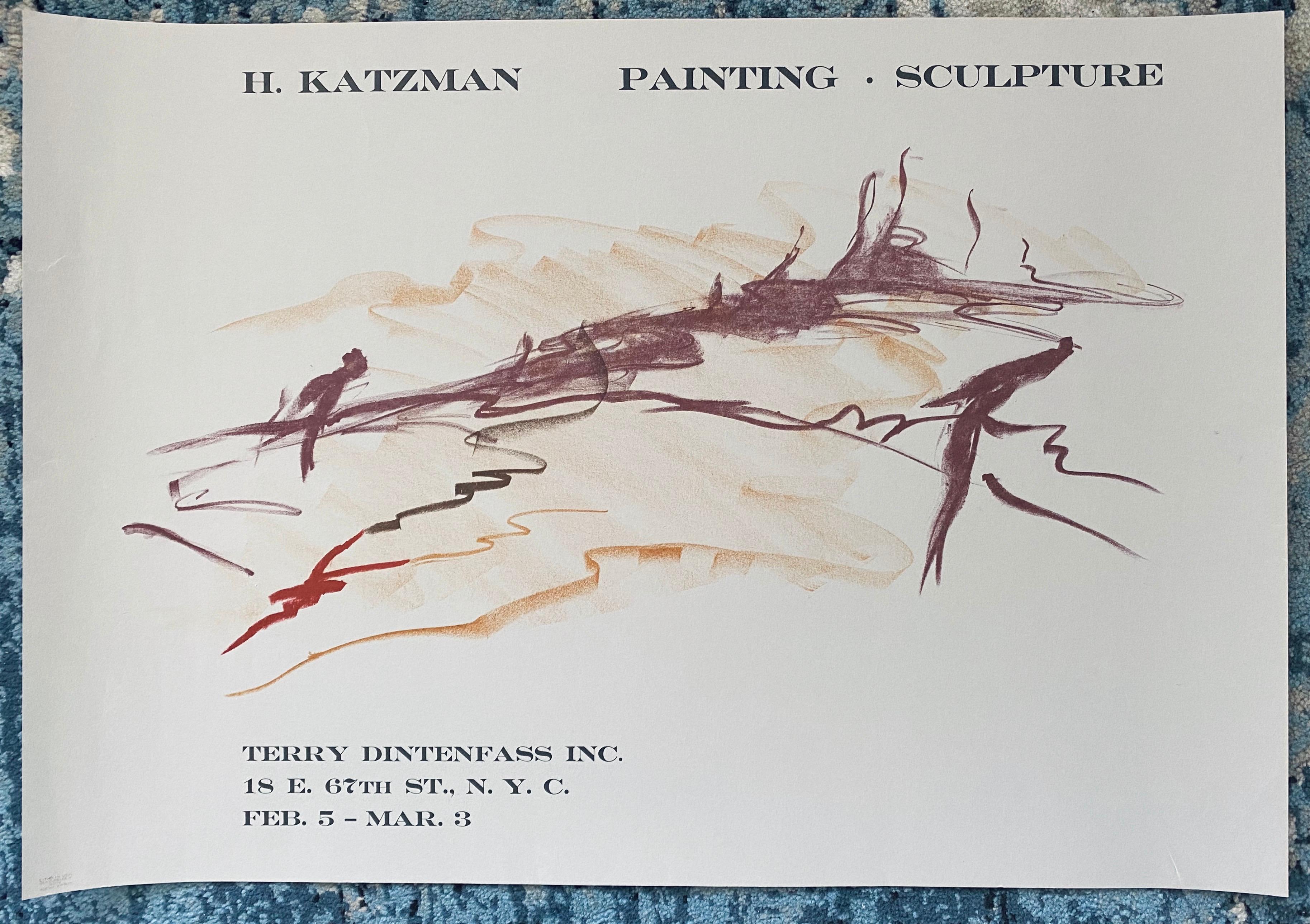 Vintage Lithograph Poster Herbert Katzman Terry Dintenfass Gallery NYC For Sale 2
