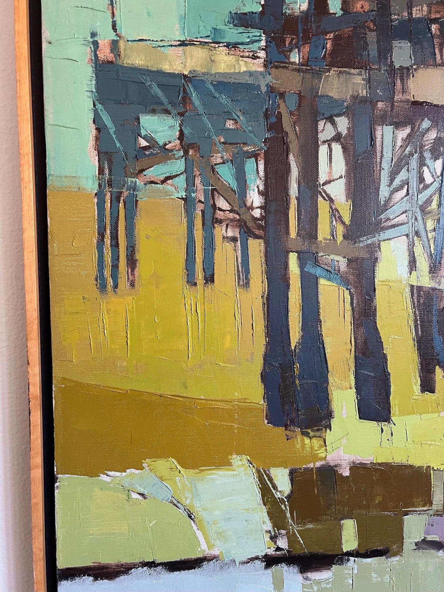 Pintura al óleo sobre lienzo
40x30 in.
Marco de madera original hecho a medida
Firmado

Se trata de una pintura al óleo de la estructura de un muelle de playa a lo largo de las famosas playas del sur de California. Kornfeld se inspiró en California