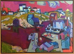 Pintura al óleo modernista - "Peggy's Cove", Nueva Escocia