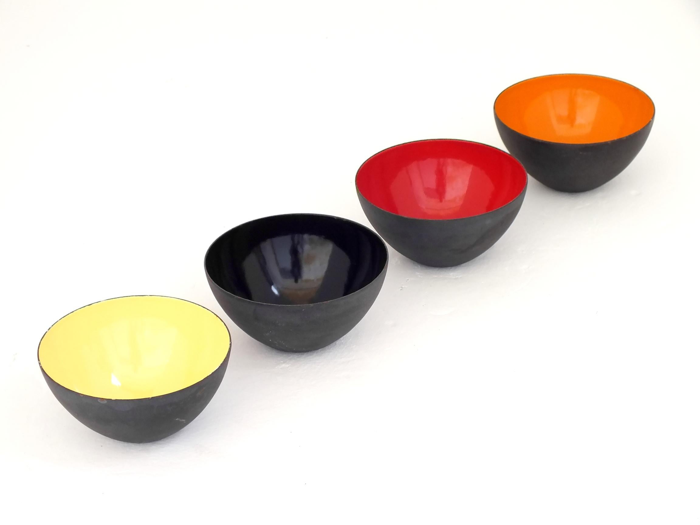 Mid-Century Modern Herbert Krenchel Krenit 4 bowl set first edition by Torben Orskov Denmark For Sale