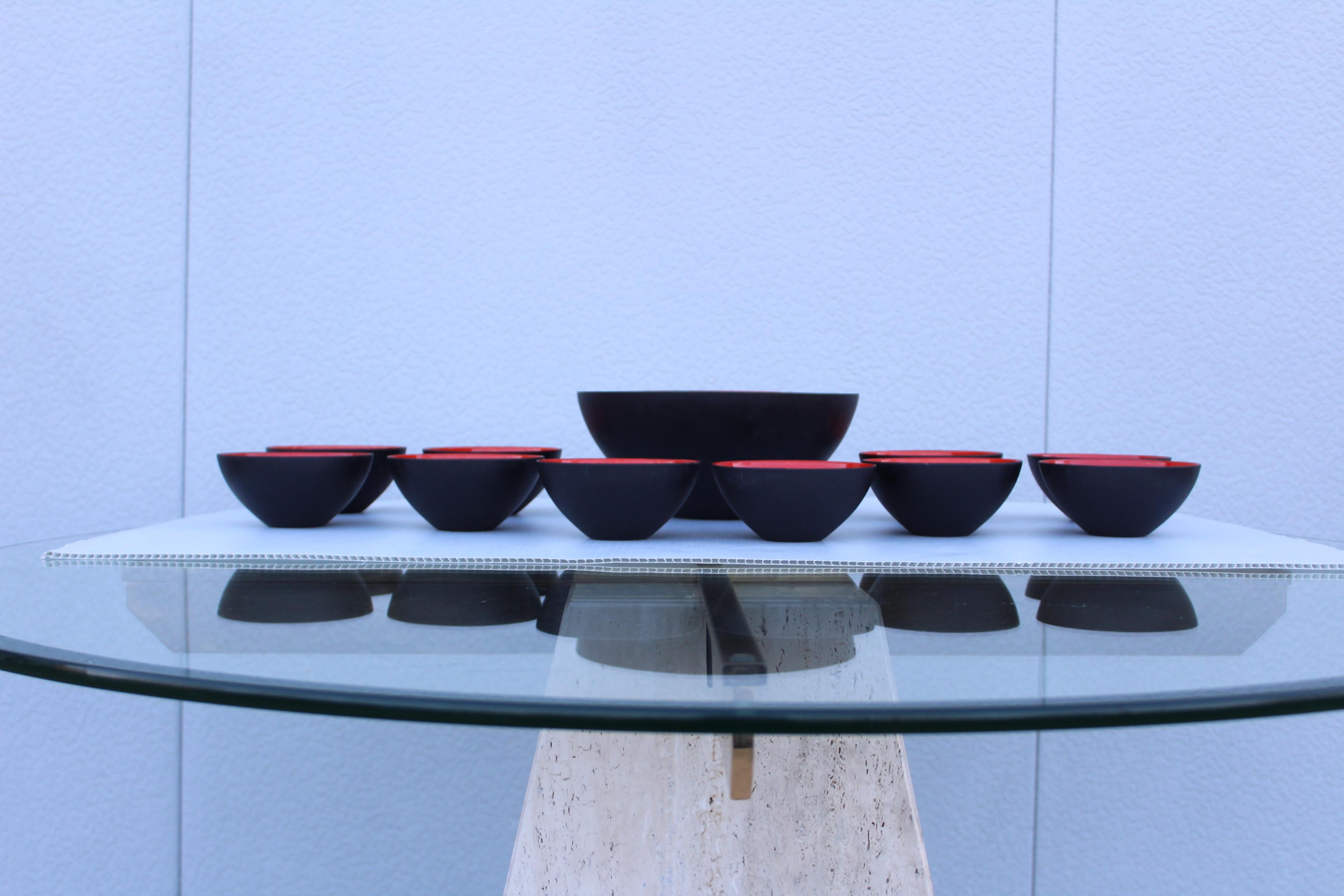 Danish Herbert Krenchel Krenit Enamel Bowls Set