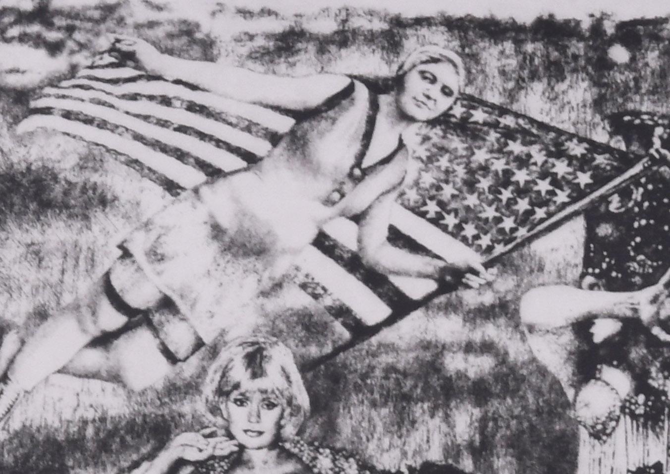 My Bicentennial Print - Gray Nude Print by Herbert L. Fink