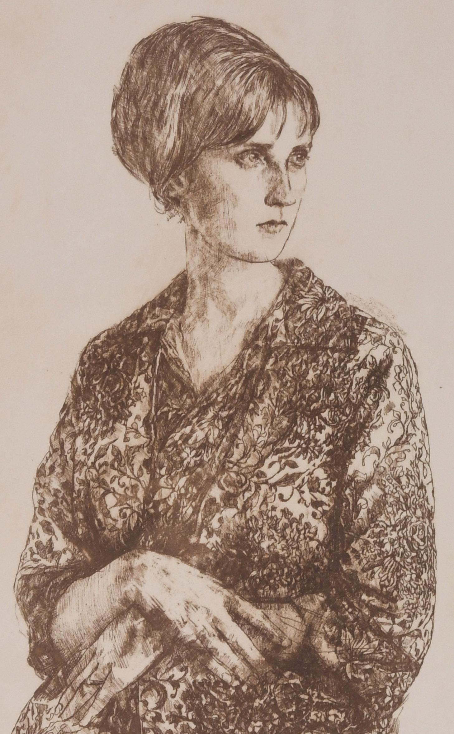 The Chinese Robe - Beige Figurative Print by Herbert L. Fink