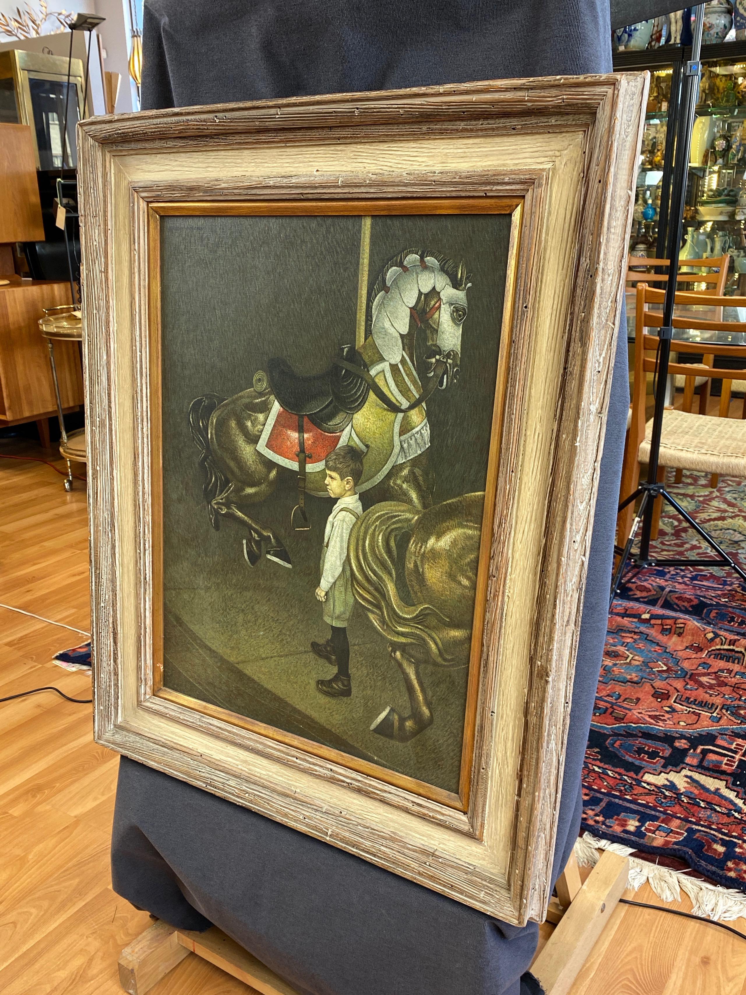 Herbert Laurence Davidson “Young Boy on Carousel”, Oil Painting, 1960s For Sale 2