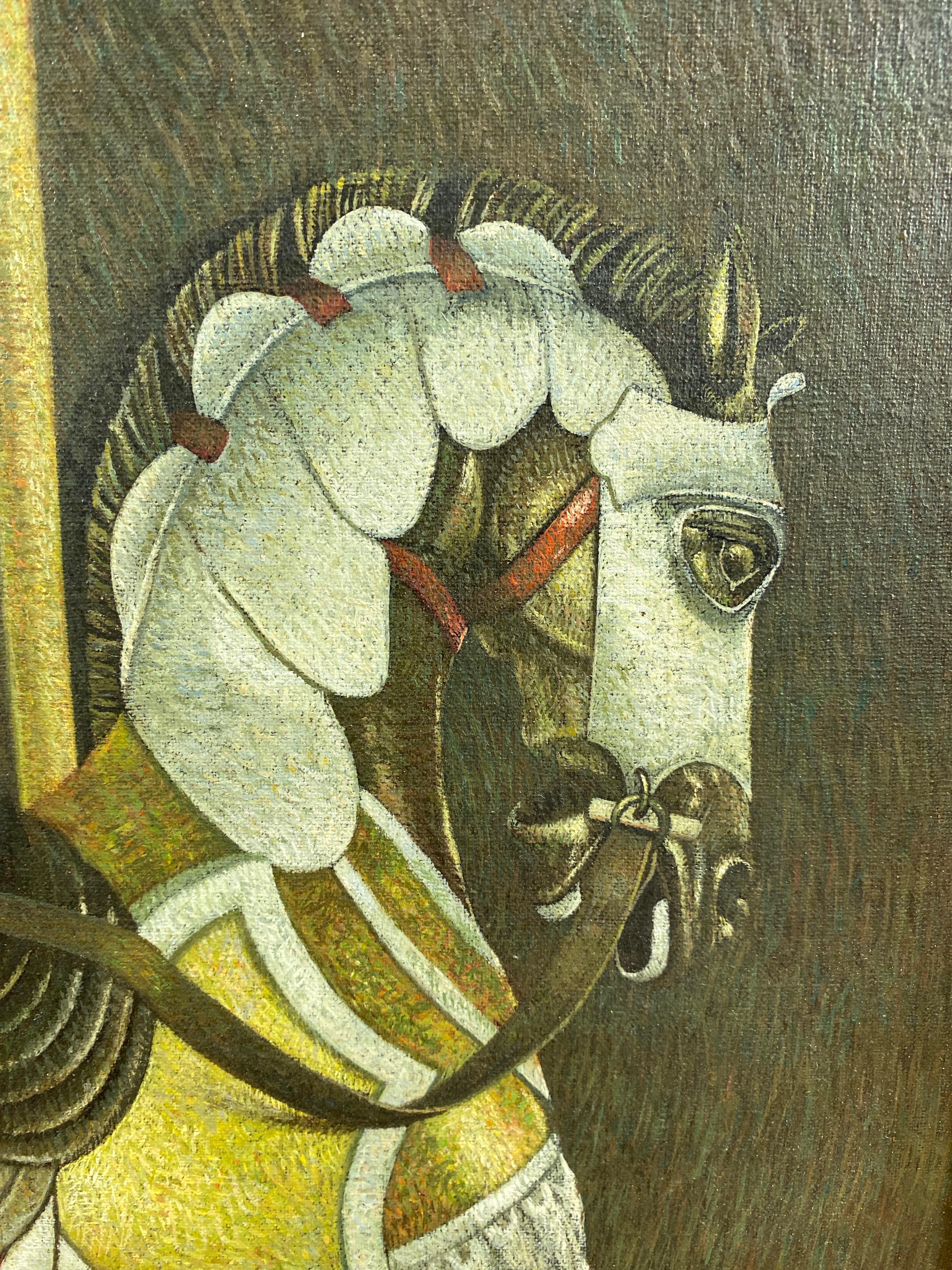 Milieu du XXe siècle Peinture à l'huile « Jeune garçon sur un chariot » de Herbert Laurence Davidson:: années 1960 en vente