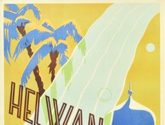 Original Antique Poster Helwan Spa Egypt For Rheumatism Health Water Travel Art