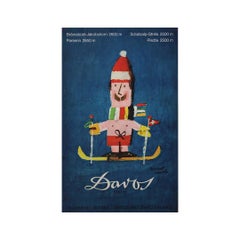 1961 original travel poster by Herbert Leupin - Swiss alpine resort of Davos