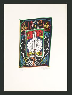 "Circue"  Swiss Circus Clown Original Hand-Signed Print