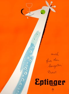 „Eptinger – für einen hohen Durst“ Original Vintage-Poster aus Mineralwasser (giraffe)
