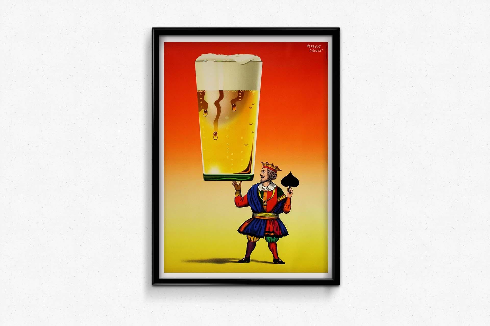 Herbert Leupin's 1953 original advertising poster for Swiss Beer For Sale 1