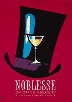 "Noblesse Vermouth" Original 1950s Swiss Beverage/Liquor Poster by Leupin