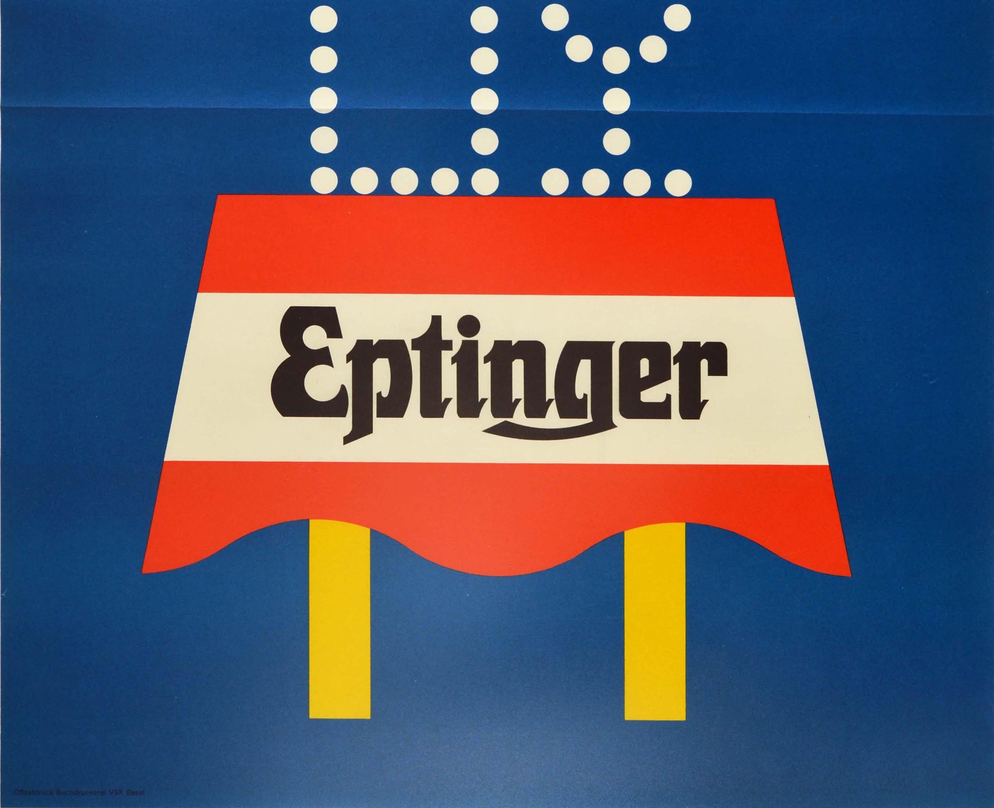 Affiche vintage d'origine pour les boissons, Eptinger Natural Mineral Water Design Art - Bleu Print par Herbert Leupin