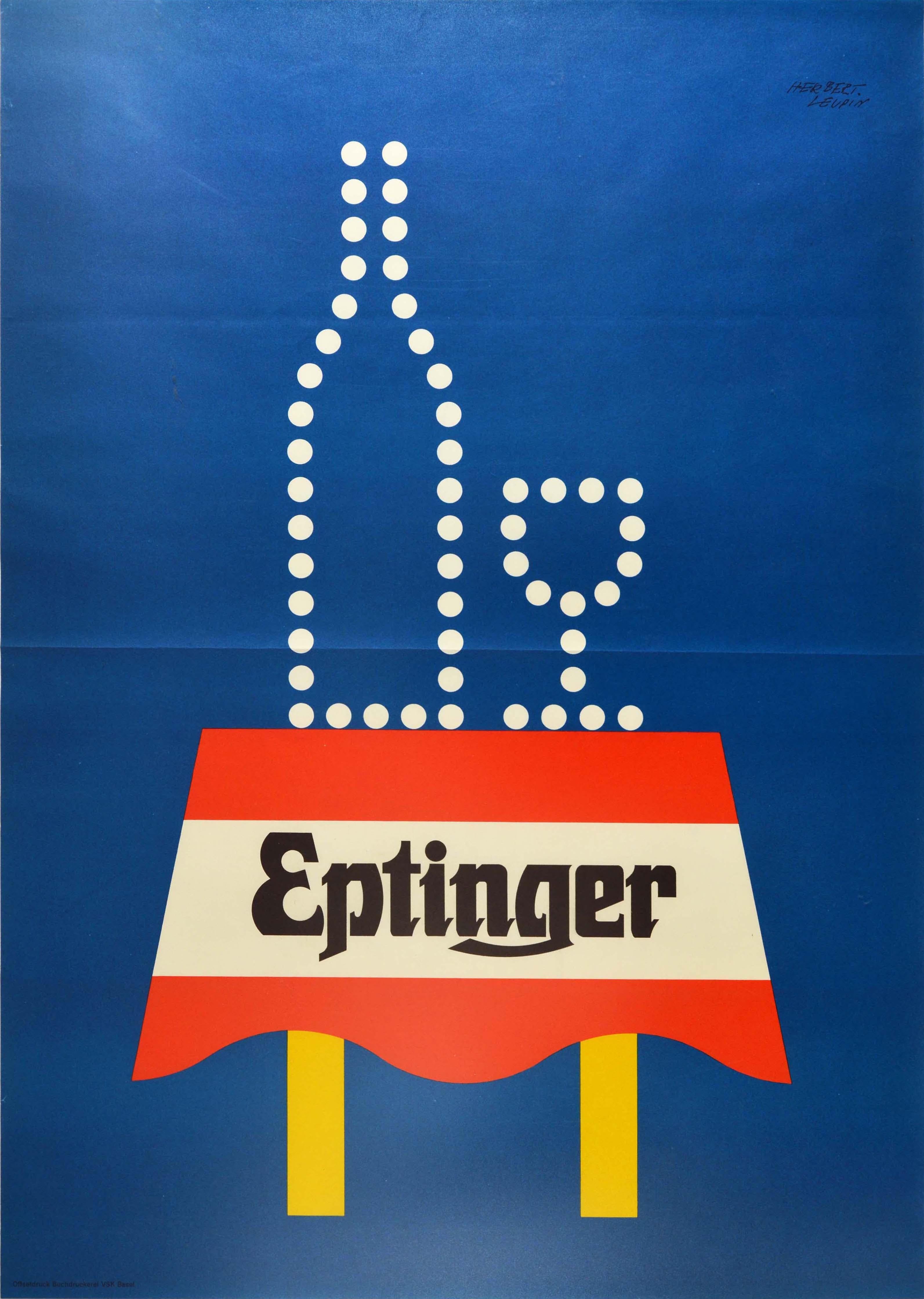 Herbert Leupin Print - Original Vintage Drink Poster Eptinger Natural Mineral Water Graphic Design Art