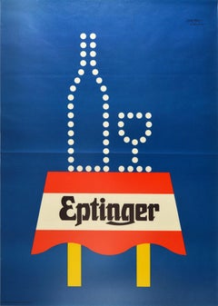 Original Vintage Drink Poster Eptinger Natural Mineral Water Graphic Design Art
