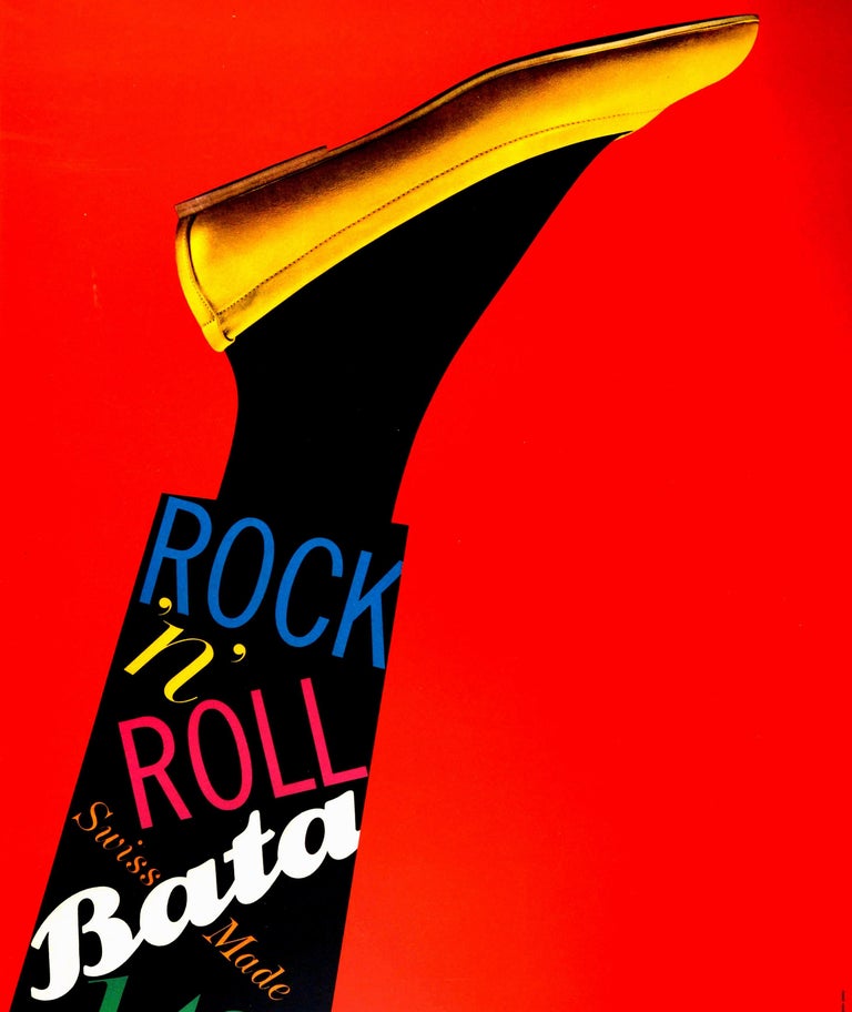 Herbert Leupin - Original Vintage Poster Bata Shoes Swiss Made Rock N Roll  Fashion Art Design For Sale at 1stDibs