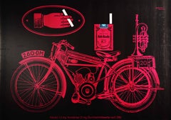 Original Vintage Poster Roth Handle Cigarettes Tobacco Smoking Motorcycle Design