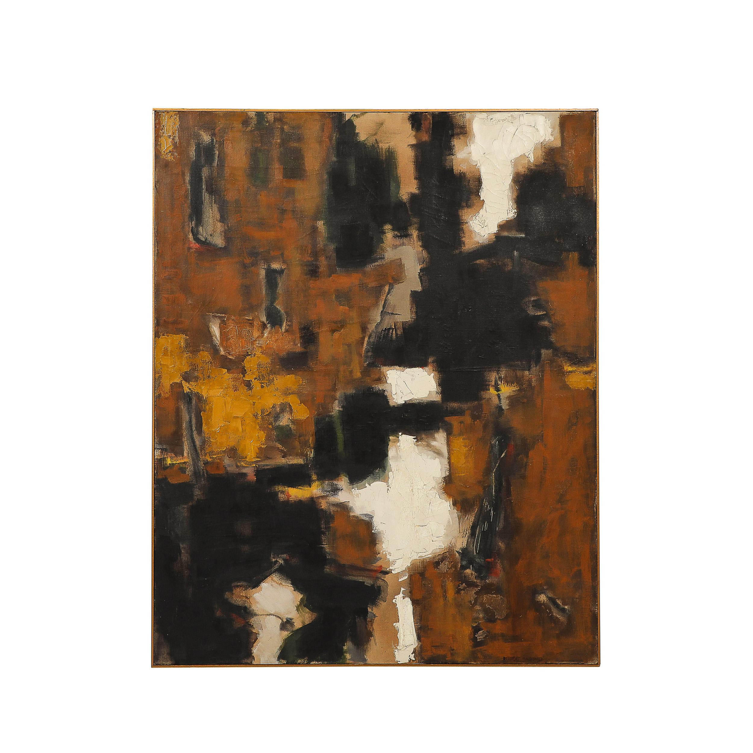 This stunning Modernist Untitled Color Field Oil Painting in Earth Tones signed Herbert MacDonald originates from the United States, Circa 1968. Features a rectangular composition in largely earth tones, a beautifully balances of thick and thin