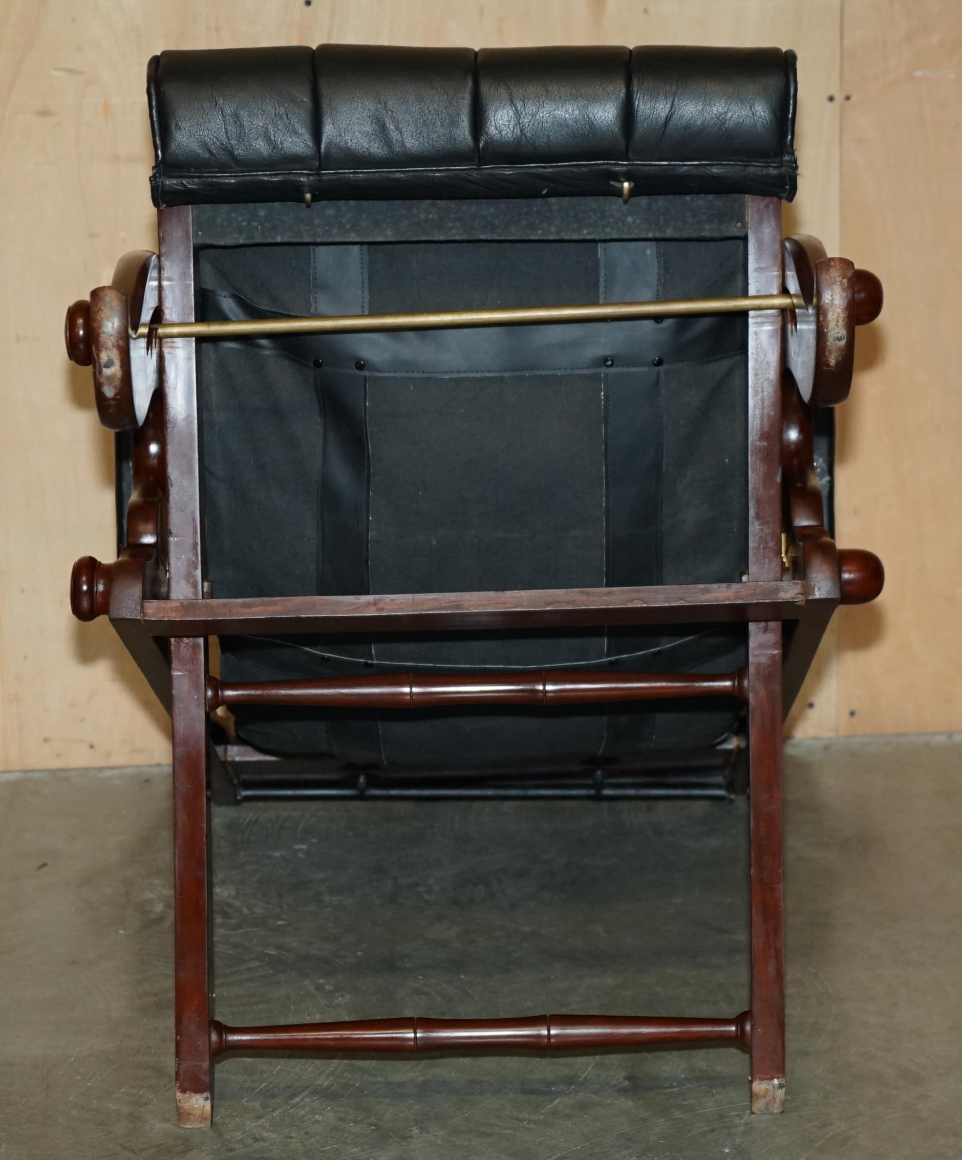 HERBERT MACNAIR ATTRIBUTED ANTIQUE HARDWOOD & BRASS FOLDING CAMPAIGN ARMCHAiR For Sale 7