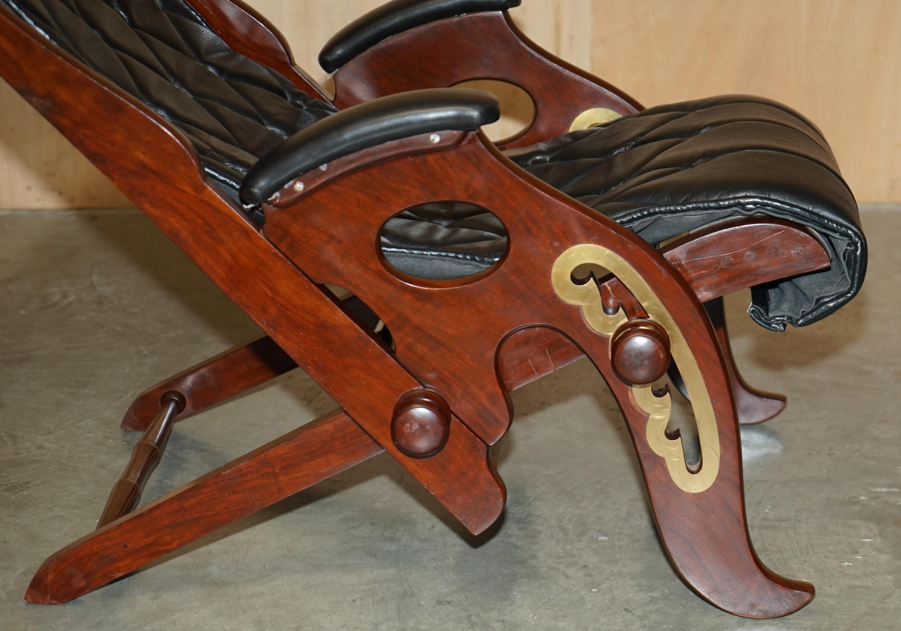 HERBERT MACNAIR ATTRIBUTED ANTIQUE HARDWOOD & BRASS FOLDING CAMPAIGN ARMCHAiR For Sale 1