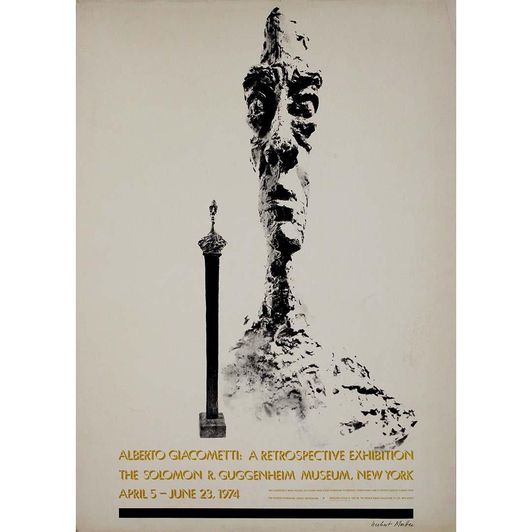 Cartel original de 1974 para la exposición retrospectiva de Alberto Giacometti - Print de Herbert Matter